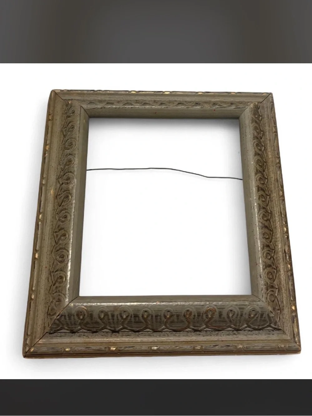 Vintage 9x10  Ornate Wooden Picture Frame in Distressed paint